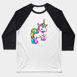 Rainbow Colored Unicorn Baseball T-Shirt